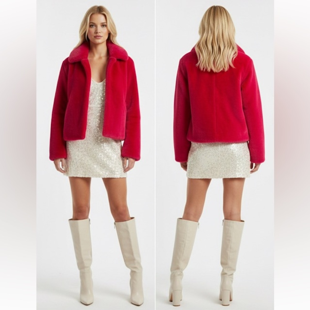 Guess Pink Faux Fur Jacket